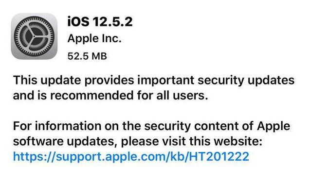 通河苹果手机维修分享iOS12.5.2发布，建议所有老苹果用户安装 